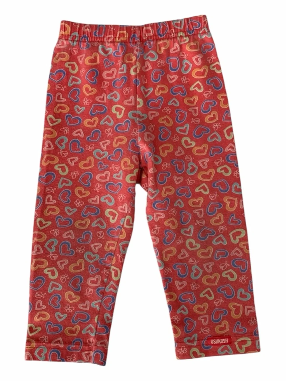 Vintage OshKosh Leggings Girls Size 18M Heart Pants Pull On Stretch Multicolor